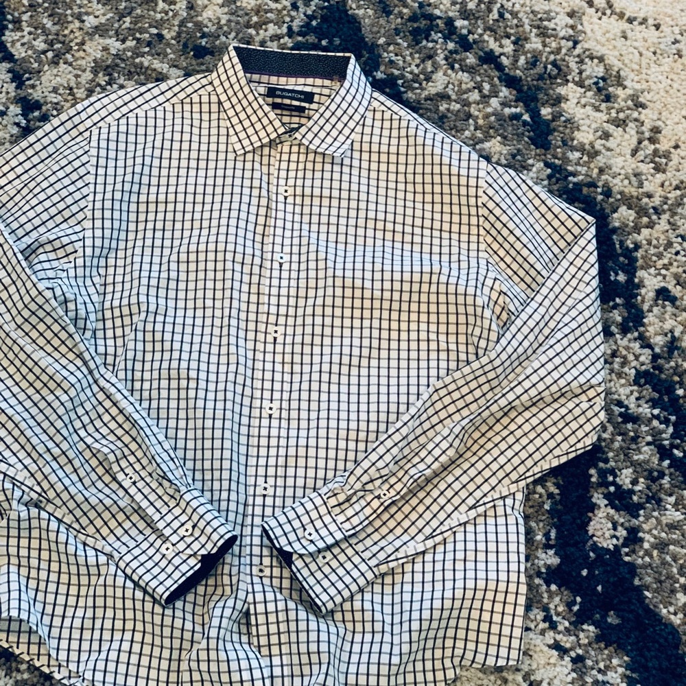 Grid print dress shirt